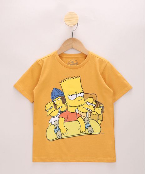 Camiseta-Infantil-Bart-Simpson-e-Amigos-Manga-Curta-Amarela-9970617-Amarelo_1