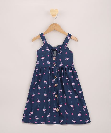 Vestido-Infantil-Estampado-de-Flamingo-com-No-Alca-Media-Azul-Marinho-9964812-Azul_Marinho_1