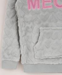 Blusao-Infantil-de-Pelo-Texturizado--Meow--Holografico-com-Capuz-e-Bolso-Canguru-Cinza-9797529-Cinza_4