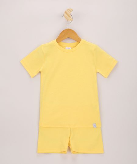 Pijama-Infantil-Canelado-Manga-Curta-Amarelo-9963230-Amarelo_1
