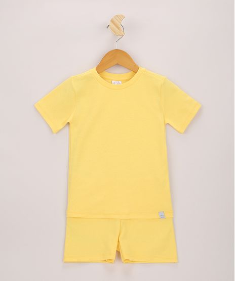 Pijama-Infantil-Canelado-Manga-Curta-Amarelo-9963230-Amarelo_1