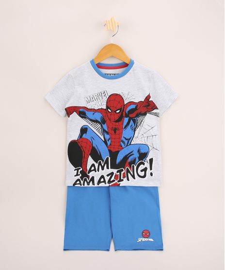 Pijama-Infantil-Homem-Aranha-Manga-Curta-Cinza-Mescla-9963713-Cinza_Mescla_1