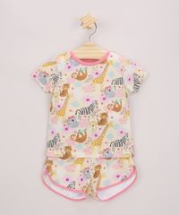 Pijama-Infantil-Estampado-de-Bichos-Manga-Curta-Amarelo-9964005-Amarelo_1