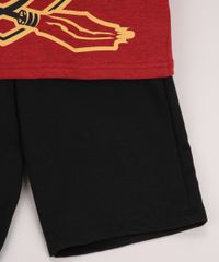 Conjunto-Infantil-Harry-Potter-de-Regata-Grifinoria-Vermelha---Bermuda-de-Moletom-Preta-9968193-Preto_4