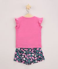 Conjunto-Infantil-de-Blusa--Cultivate-Love--com-Glitter-Manga-Curta-Pink---Short-Estampado-Floral-Azul-Marinho-9969017-Azul_Marinho_3