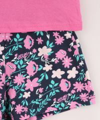 Conjunto-Infantil-de-Blusa--Cultivate-Love--com-Glitter-Manga-Curta-Pink---Short-Estampado-Floral-Azul-Marinho-9969017-Azul_Marinho_4