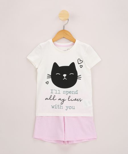 Pijama-Infantil-Gatinho-Manga-Curta-Off-White-9971894-Off_White_1 Pijama-Infantil-Gatinho-Manga-Curta-Off-White-9971894-Off_White_1