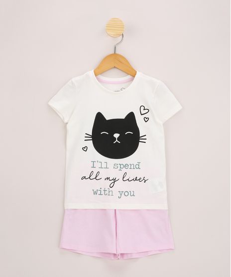 Pijama-Infantil-Gatinho-Manga-Curta-Off-White-9971894-Off_White_1