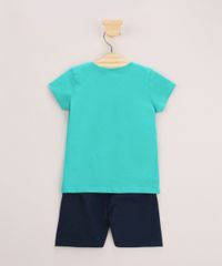 Conjunto-Infantil-de-Camiseta-Monstros-S-A-Manga-Curta-Verde---Bermuda-de-Moletom-Azul-Marinho-9963483-Azul_Marinho_3