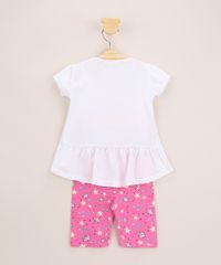 Conjunto-Infantil-de-Blusa-Ampla-Gata-Sereia-com-Glitter-e-Babado-Manga-Curta-Off-White---Bermuda-Estampada-Fundo-do-Mar-Rosa-9967875-Rosa_3