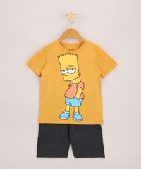 Conjunto-Infantil-Bart-Simpson-de-Camiseta-Manga-Curta-Amarela---Bermuda-de-Moletom-Cinza-Mescla-9968189-Cinza_Mescla_1