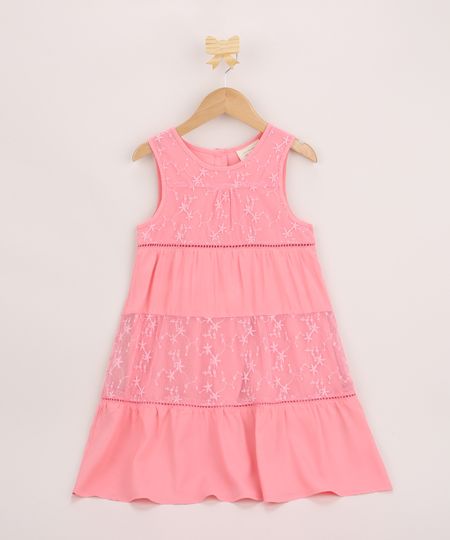vestido de tule bordado infantil