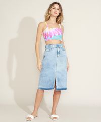 Saia-Jeans-Feminina-Midi-com-Fenda-e-Cinto-Azul-Claro-9964761-Azul_Claro_3