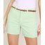 Bermuda-de-Sarja-Feminina-Cintura-Alta-com-Barra-Dobrada-e-Cinto-Verde-Claro-9967067-Verde_Claro_1