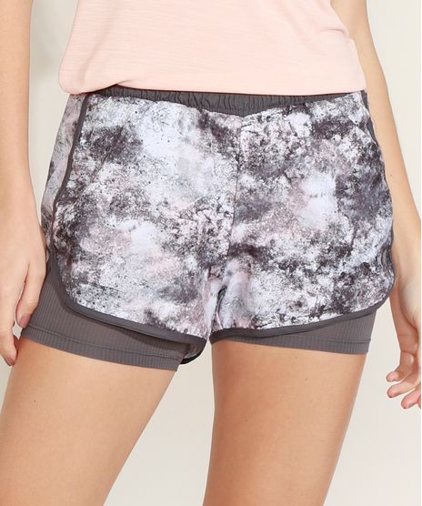 Short-Feminino-Esportivo-Ace-Running-Cintura-Media-Estampado-Marmorizado-com-Sobreposicao-Chumbo-9972666-Chumbo_1