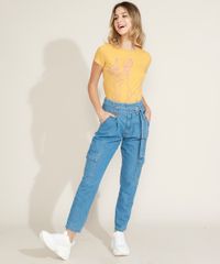 Blusa-Feminina-Simba-O-Rei-Leao-Flocada-Manga-Curta-Decote-Redondo-Mostarda-9973840-Mostarda_3