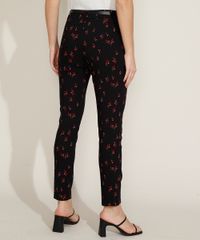 Calca-Feminina-Skinny-Cintura-Alta-Estampada-Floral-com-Cinto-Preta-9948763-Preto_2