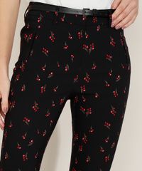 Calca-Feminina-Skinny-Cintura-Alta-Estampada-Floral-com-Cinto-Preta-9948763-Preto_4