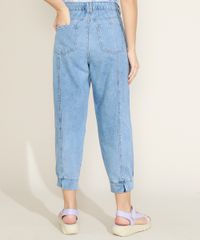 Calca-Jeans-Feminina-Baggy-Jogger-Cintura-Super-Alta-com-Recorte-Azul-Claro-9964983-Azul_Claro_2