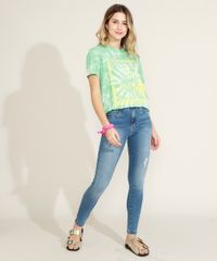 Blusa-Feminina-Signo-Aquario-Estampada-Tie-Dye-Manga-Curta-Decote-Redondo-Verde-9964702-Verde_3