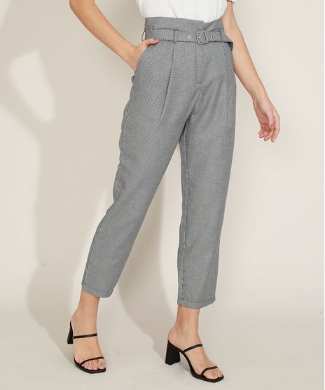 Calca-Feminina-Clochard-Cintura-Alta-Estampada-Pied-de-Poule-com-Cinto-Preta-9888260-Preto_1