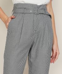 Calca-Feminina-Clochard-Cintura-Alta-Estampada-Pied-de-Poule-com-Cinto-Preta-9888260-Preto_5