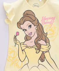 Blusa-Infantil-Princesa-Bela-com-Glitter-Manga-Curta-com-Babado-Amarela-9967482-Amarelo_2