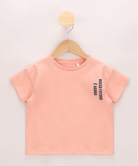Camiseta-Infantil--Nosso-Futuro-E-Agora--Manga-Curta-Coral-9967058-Coral_1