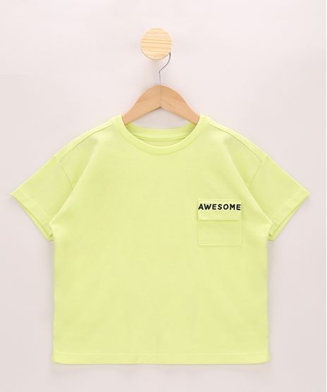 Blusa-Infantil-Ampla-com-Bolso-e-Bordado-Manga-Curta-Verde-Neon-9969183-Verde_Neon_1