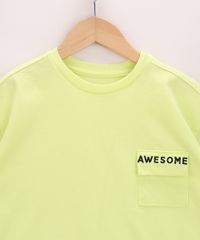 Blusa-Infantil-Ampla-com-Bolso-e-Bordado-Manga-Curta-Verde-Neon-9969183-Verde_Neon_2