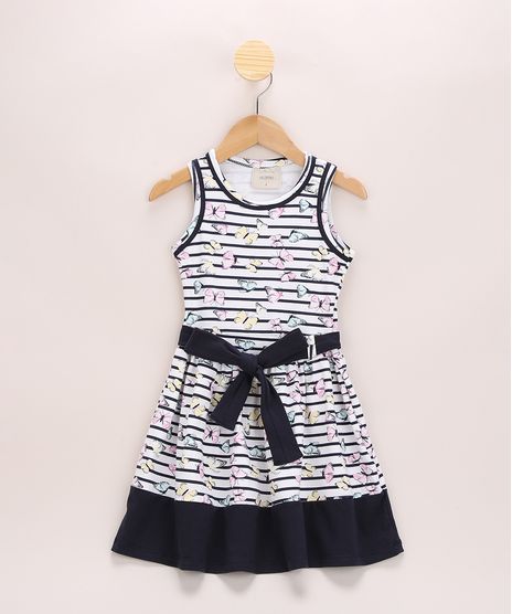 Vestido-Infantil-Listrado-com-Borboletas-e-Faixa-Para-Amarrar-Sem-Manga-Off-White-9965050-Off_White_1