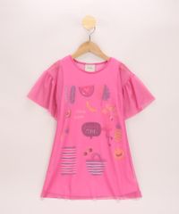 Vestido-de-Tule-Infantil--Summer-Time--com-Babado-na-Manga-Pink-9966495-Pink_1