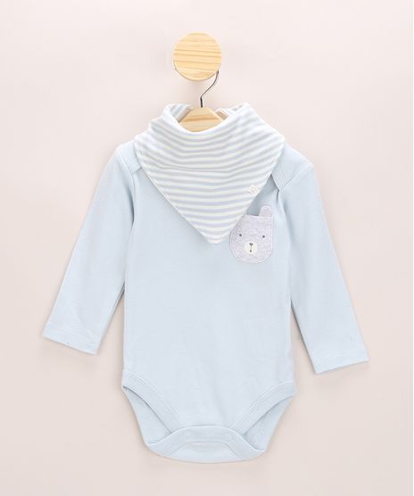 Body-Infantil-com-Bolso-de-Ursinho-Manga-Longa---Babador-Azul-Claro-9834056-Azul_Claro_1