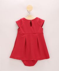 Vestido-Infantil-Texturizado-com-Pregas-e-Laco-Manga-Curta---Calcinha-Vermelho-9967804-Vermelho_2