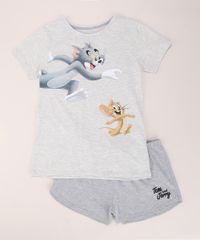 Pijama-Juvenil-Tom-e-Jerry-Manga-Curta-Cinza-Mescla-9969733-Cinza_Mescla_1