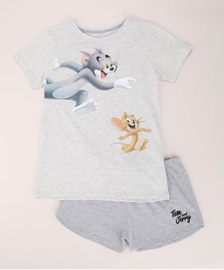 Pijama-Juvenil-Tom-e-Jerry-Manga-Curta-Cinza-Mescla-9969733-Cinza_Mescla_1