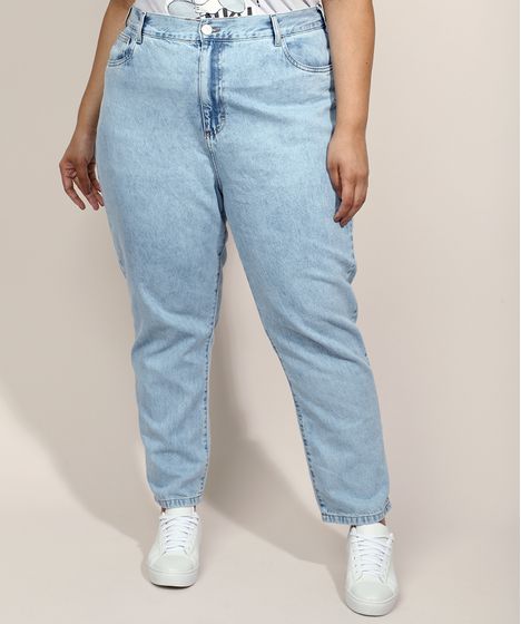 calça jeans reta feminina plus size