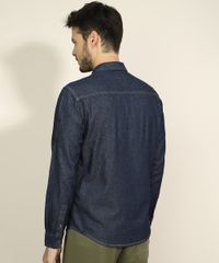 Camisa-Jeans-Masculina-Tradicional-com-Bolsos-Manga-Longa-Azul-Escuro-9961815-Azul_Escuro_2