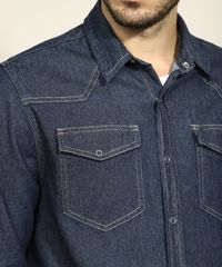 Camisa-Jeans-Masculina-Tradicional-com-Bolsos-Manga-Longa-Azul-Escuro-9961815-Azul_Escuro_6