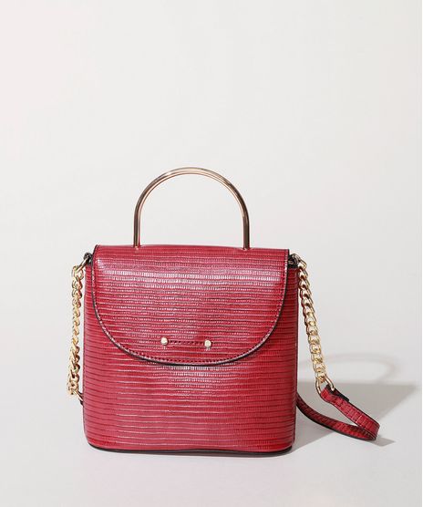Bolsa-Feminina-Transversa-Cobra-com-Corrente-e-Alca-de-Metal-Vermelha-9915799-Vermelho_1