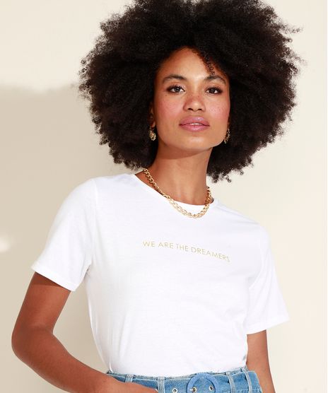 Blusa-Feminina--We-Are-the-Dreamers--Metalizada-Manga-Curta-Decote-Redondo-Off-White-9968000-Off_White_1