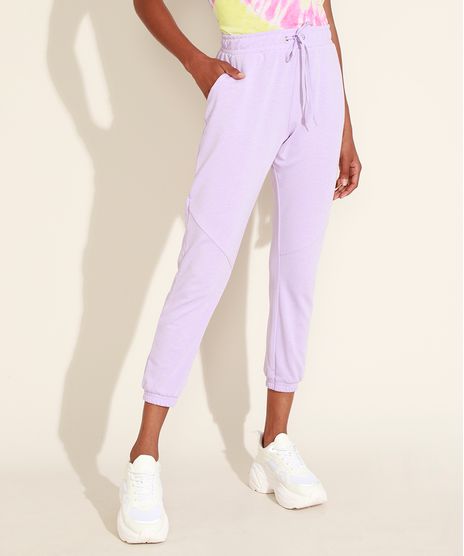 Calca-de-Moletom-Feminina-Jogger-Cintura-Alta-com-Bolsos-Lilas-9390755-Lilas_1