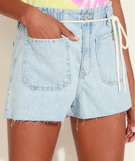 Short-Jeans-Feminino-Mom-Clochard-Cintura-Alta-com-Barra-a-Fio-e-Cinto-Cadarco-Azul-Claro-9971204-Azul_Claro_1