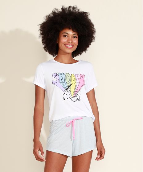 Pijama-Feminino-Snoopy-com-Estampa-de-Poa-Manga-Curta-Branco-9958297-Branco_1