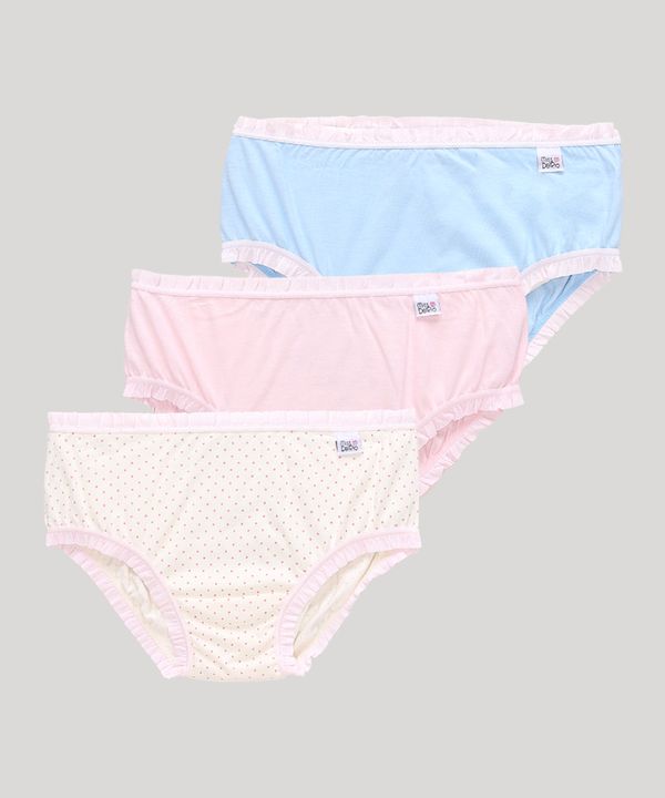 Kit de 3 Calcinhas Infantis com Babados DelRio Multicor 10-12