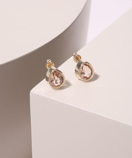 Brinco-Feminino-Folheado-Gota-Pequena-com-Pedra-Dourado-9945090-Dourado_1