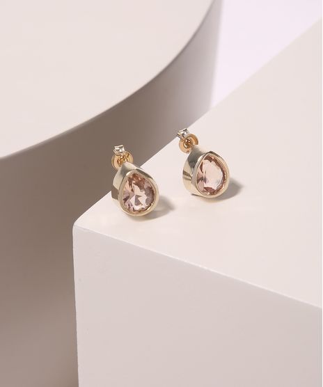 Brinco-Feminino-Folheado-Gota-Pequena-com-Pedra-Dourado-9945090-Dourado_1