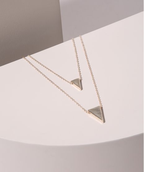 Colar-Feminino-Duplo-Folheado-com-Pingente-de-Triangulos-Dourado-9945097-Dourado_1