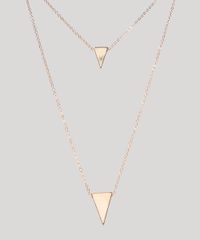 Colar-Feminino-Duplo-Folheado-com-Pingente-de-Triangulos-Dourado-9945097-Dourado_2