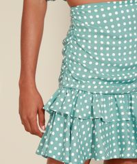 Saia-Feminina-Mindset-Curta-Estampada-de-Poa-com-Franzido-e-Babado-em-Camadas-Verde-Claro-9975454-Verde_Claro_4